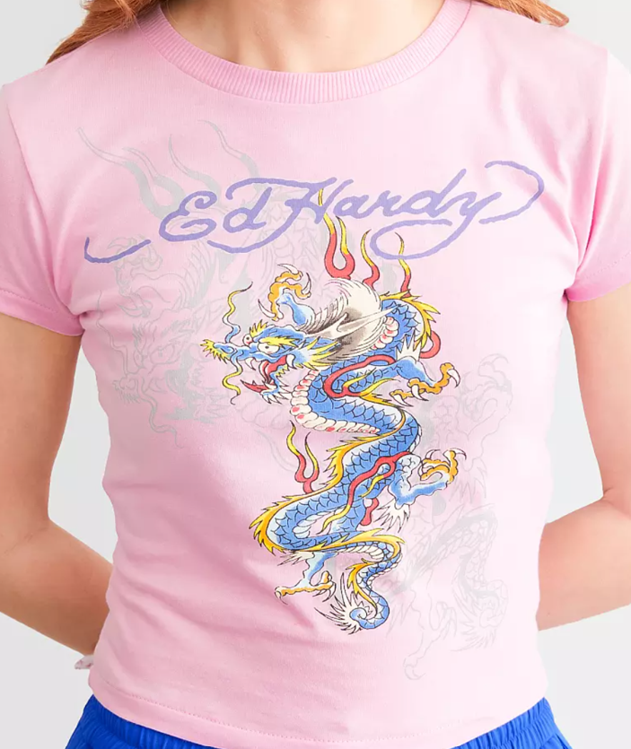 Ed Hardy Women's Dragon Baby Tee front view