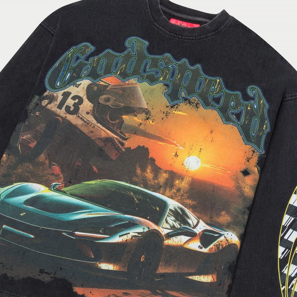 Godspeed Sunset Drift Tee close up view