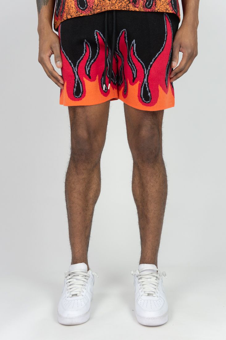 Flame 8 Ball Knit Sweater Shorts front