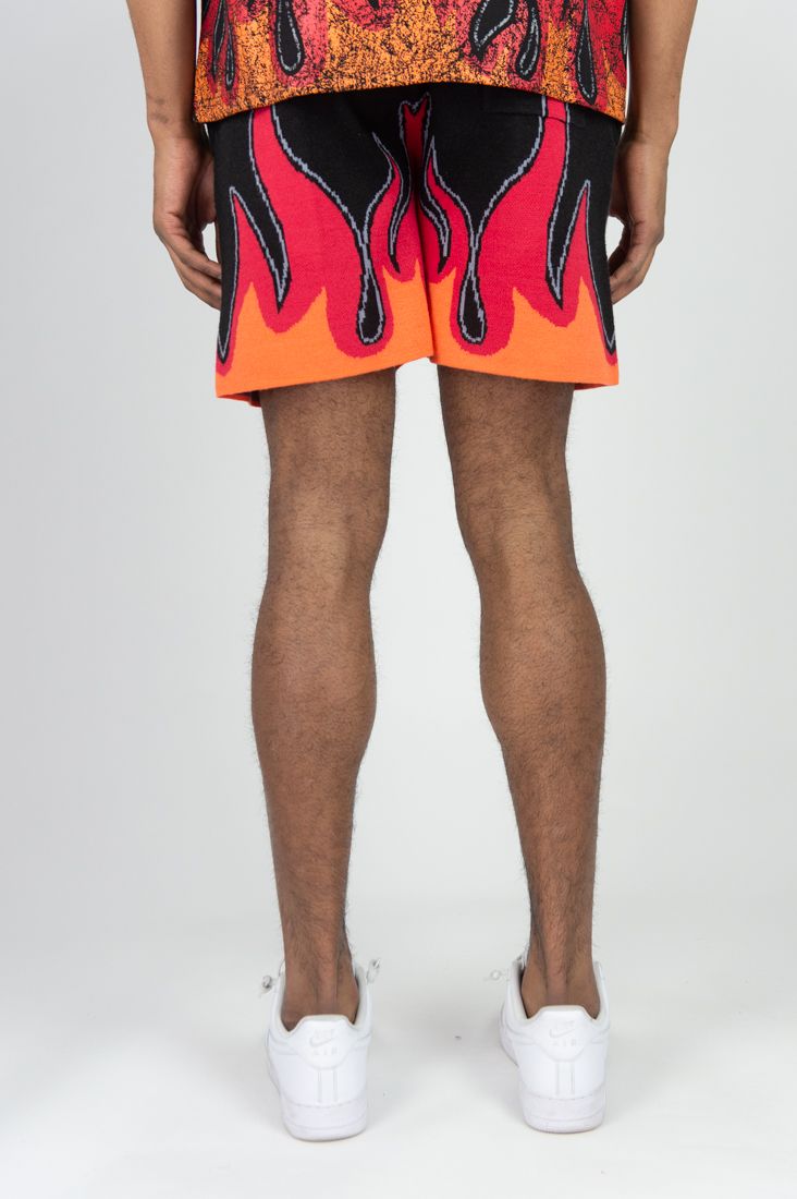 Flame 8 Ball Knit Sweater Shorts back view