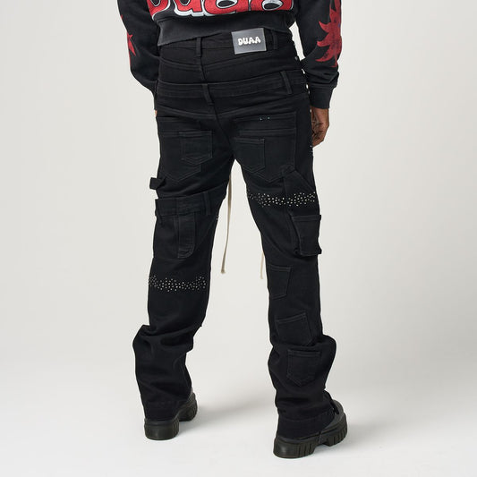 DUAA Memory black jeans back view streetwear fit