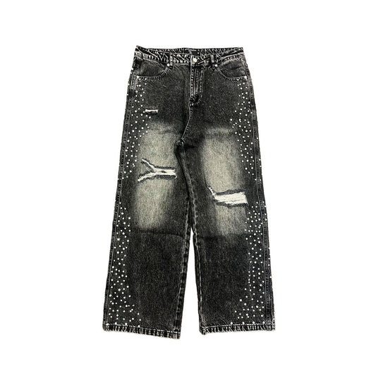 Mixed Emotion Grey “Stone” Baggy Jeans front