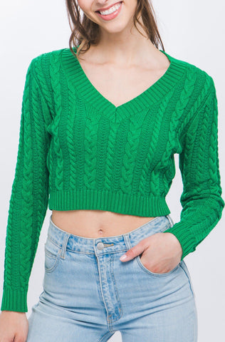 Cropped Cableknit Sweater