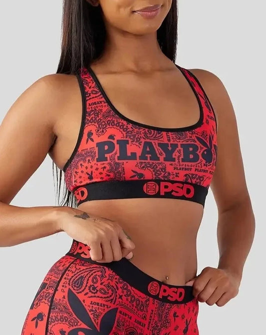PSD Playboy Paisley Sports Bra front view