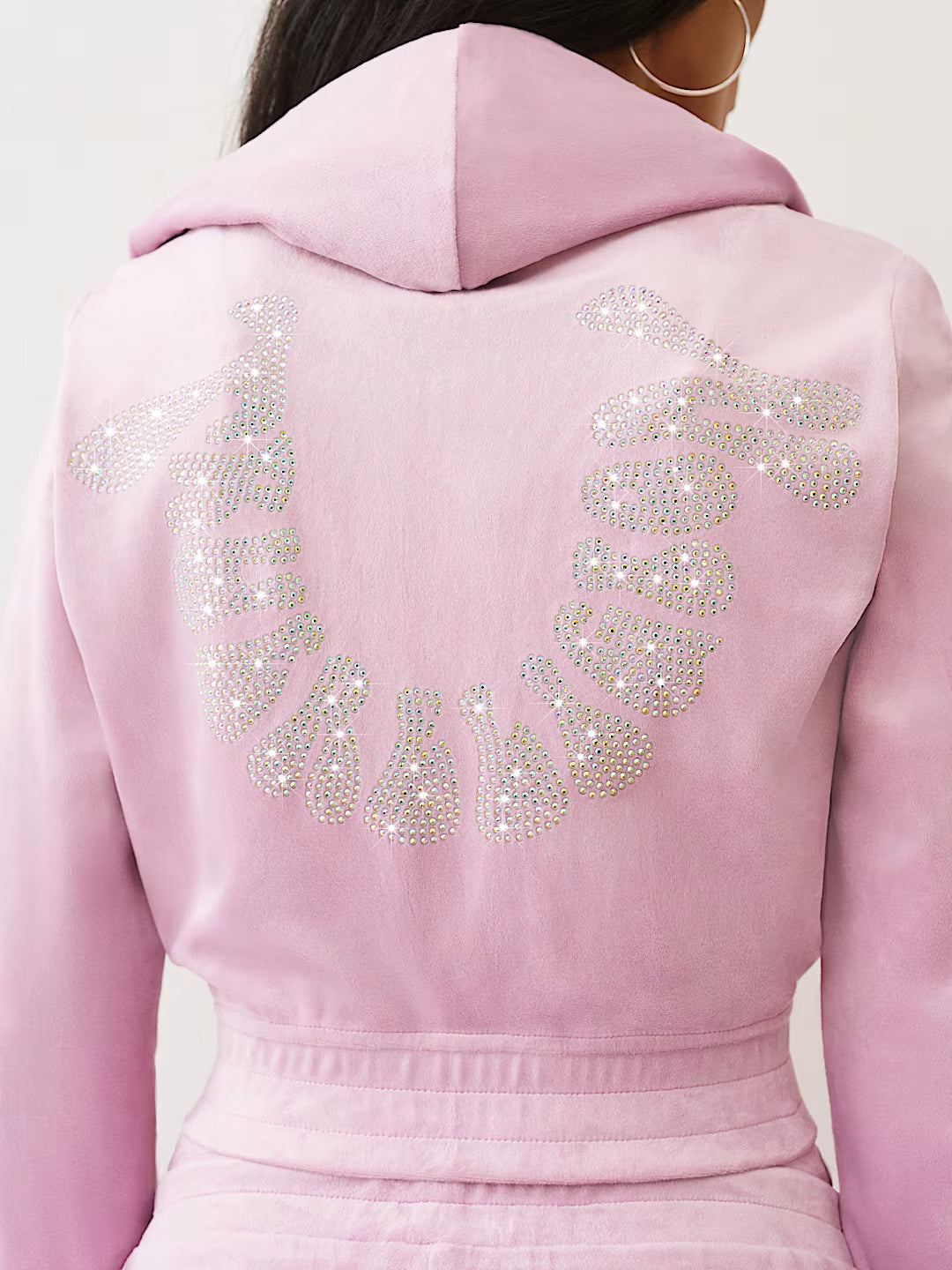 True Religion Crystal Horseshoe Velour Zip Hoodie