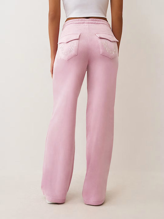 True Religion Crystal Horseshoe Velour Sweatpant