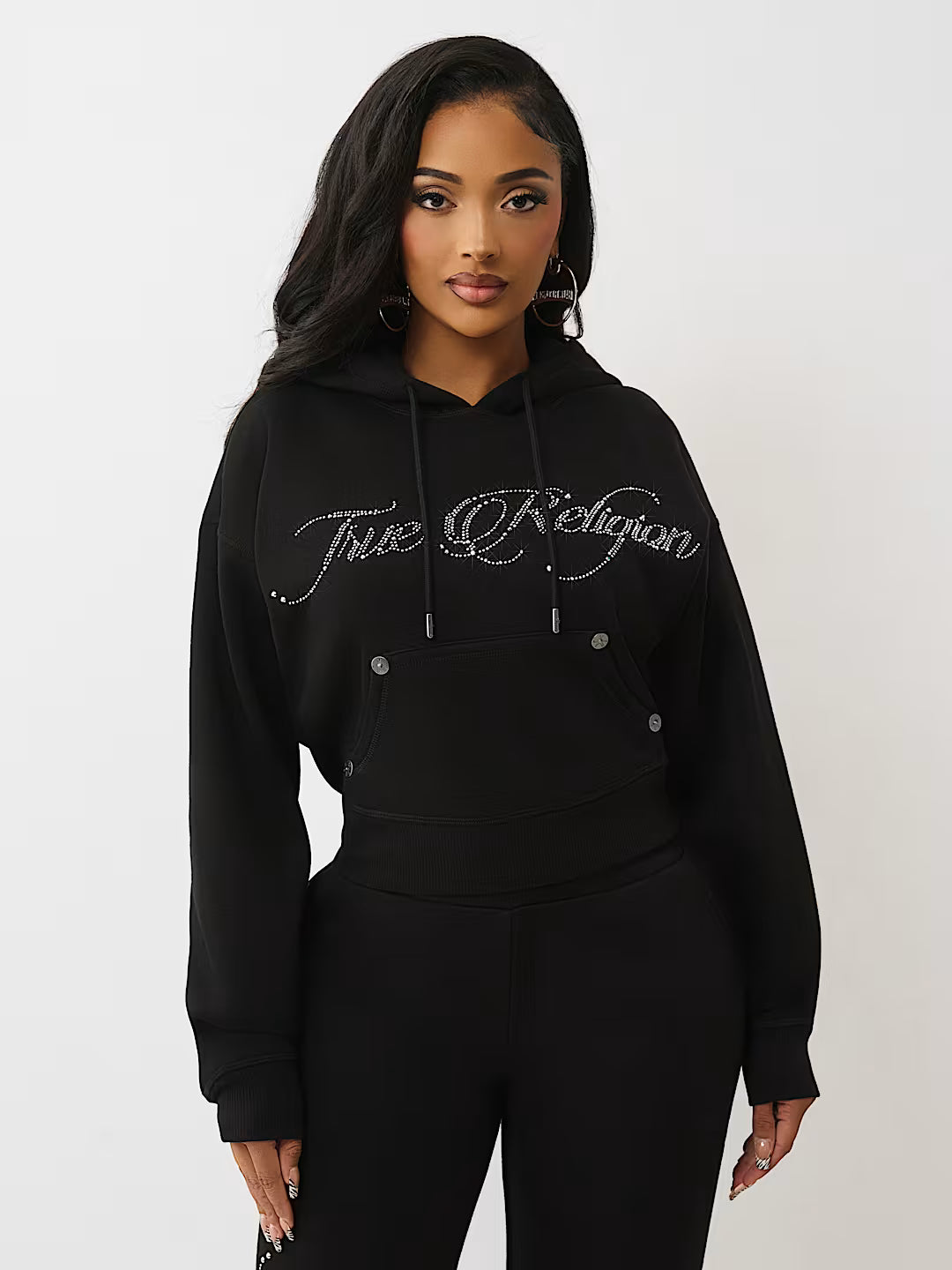 True Religion Crystal Crown Relaxed Cropped Hoodie