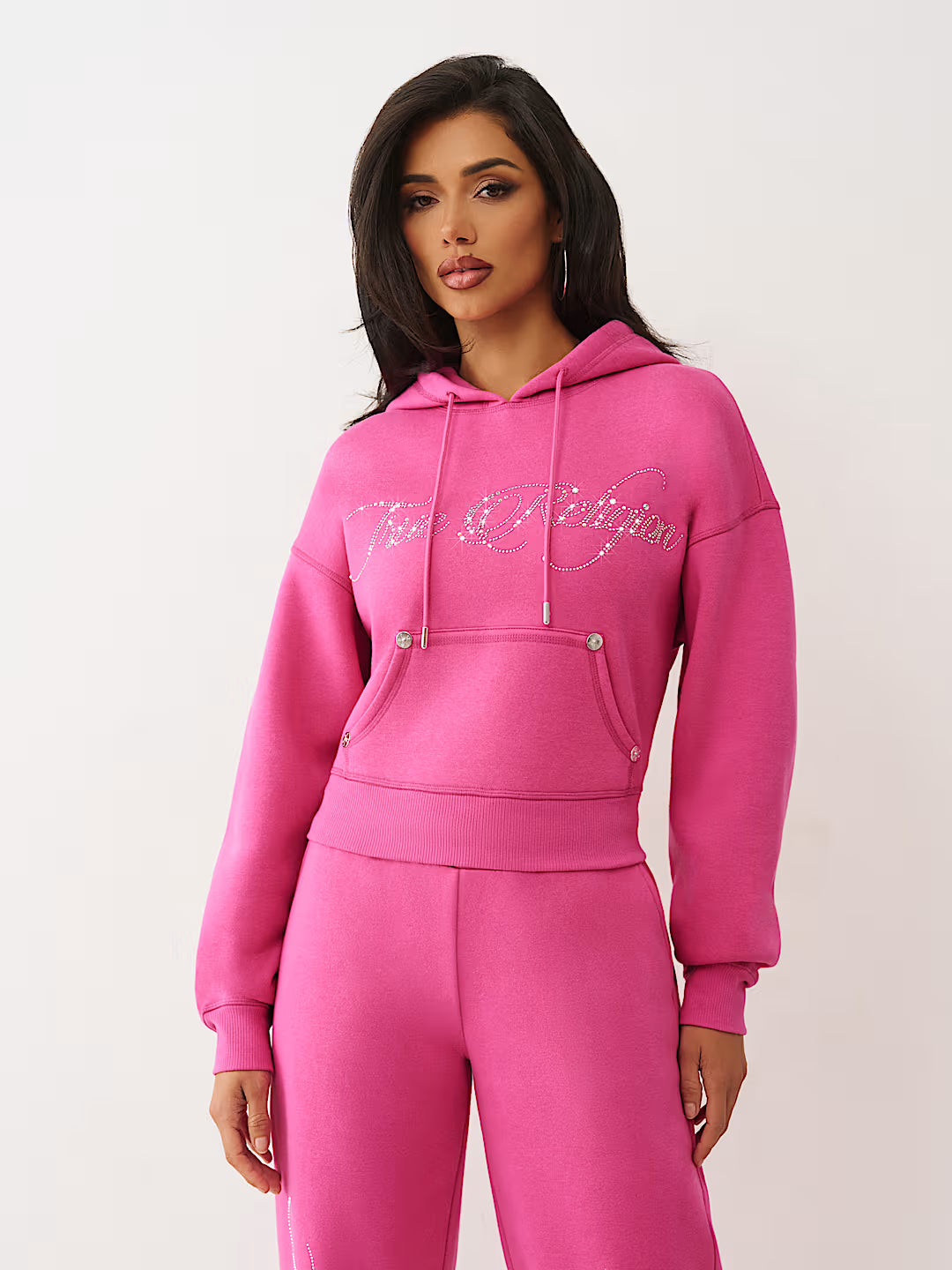 True Religion Crystal Crown Relaxed Cropped Hoodie