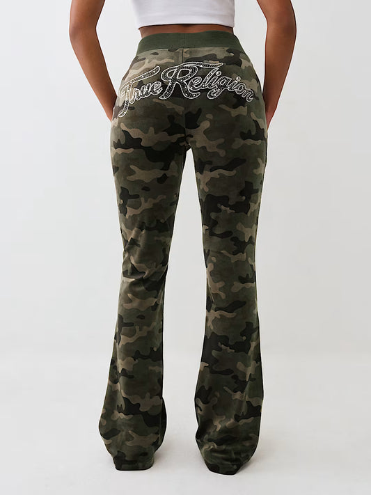 True Religion Camo Velour Bootcut Sweatpant