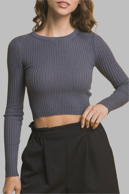 Ribbed Cropped Sweater