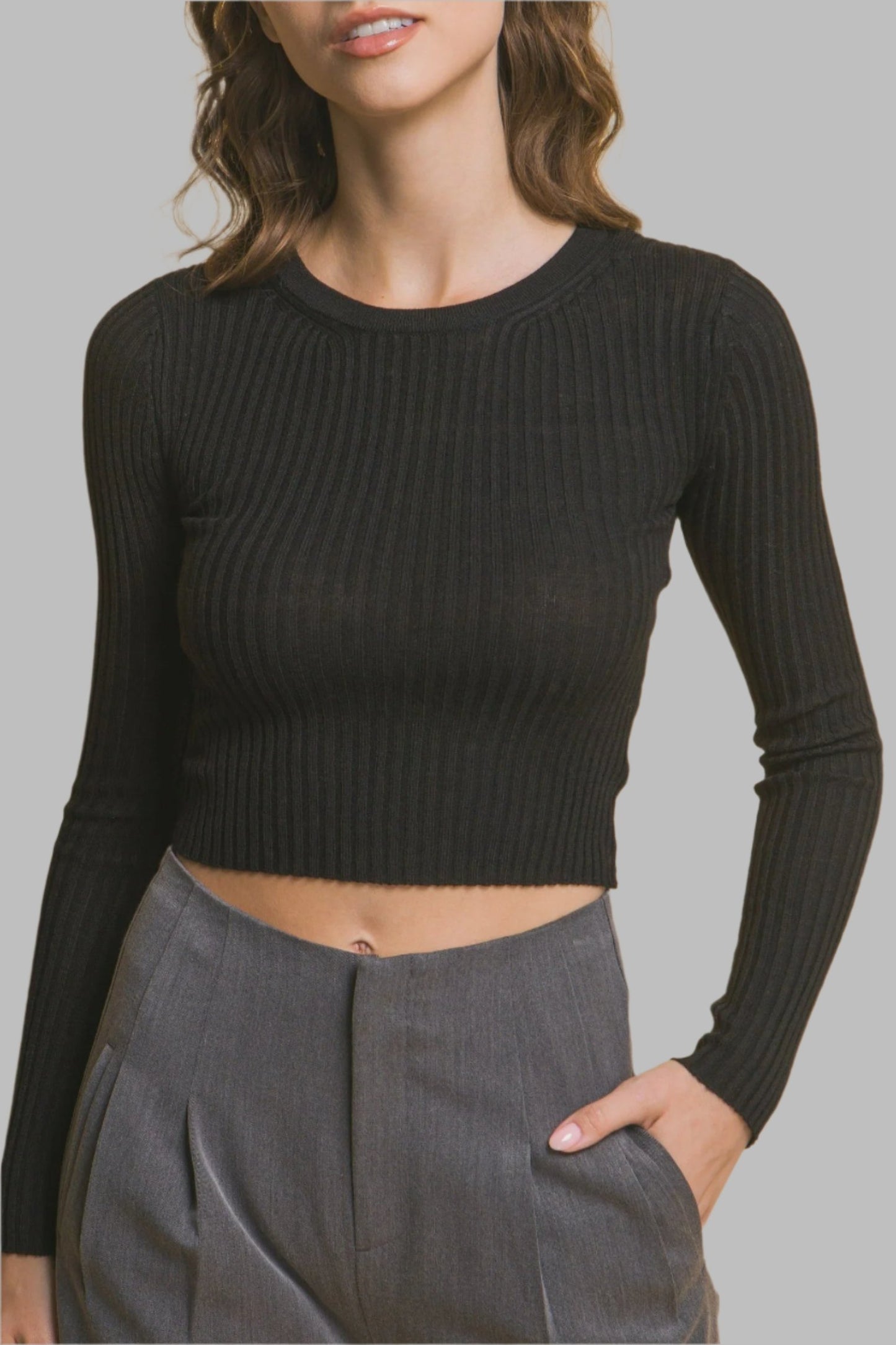 Ribbed Cropped Sweater