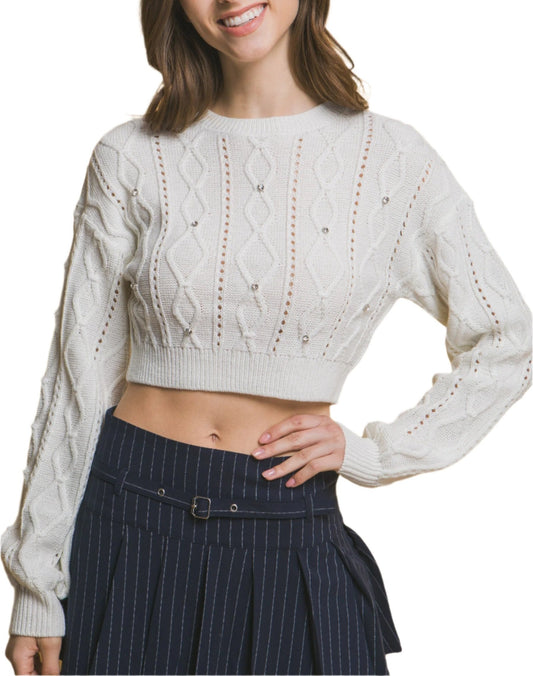 Cropped Stone Sweater