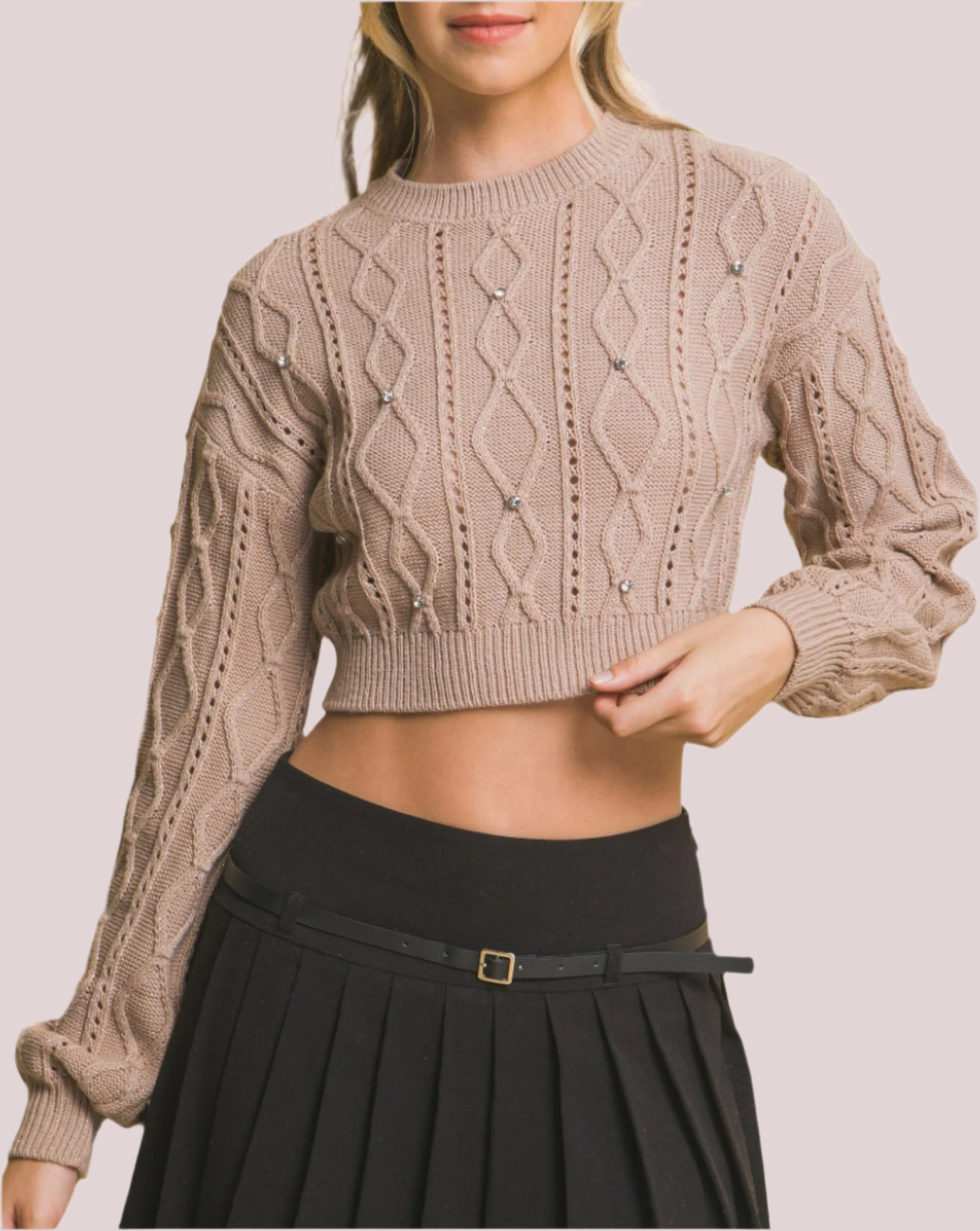 Cropped Stone Sweater