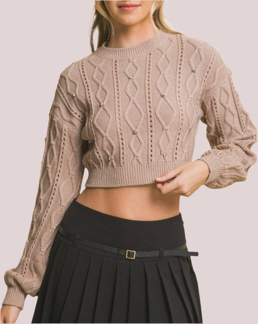 Cropped Stone Sweater
