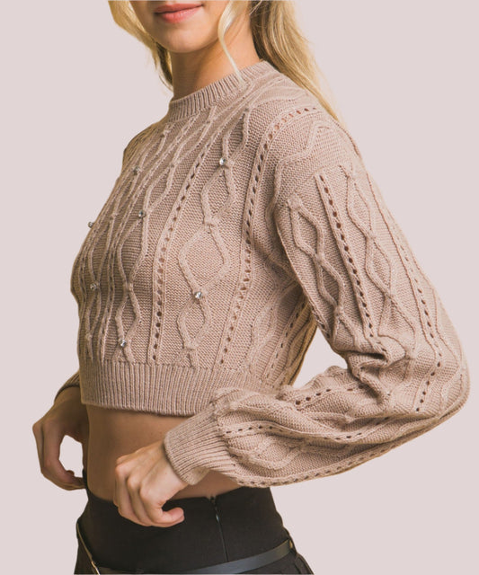 Cropped Stone Sweater