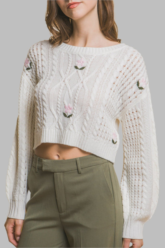 Floral Cropped Sweater