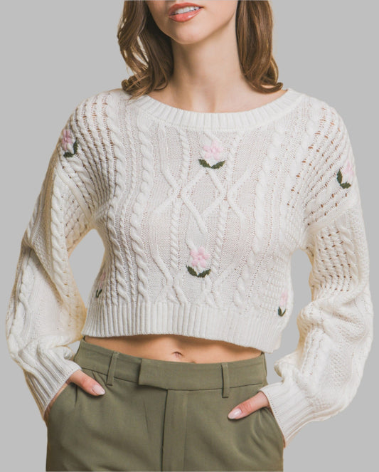 Floral Cropped Sweater