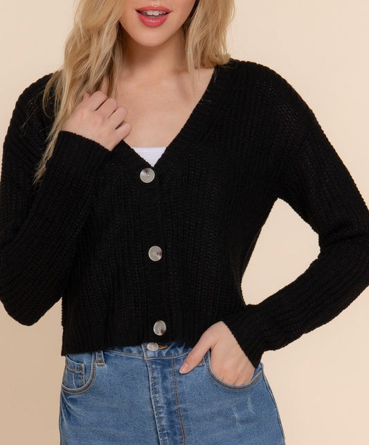 V-Neck Button Cardigan
