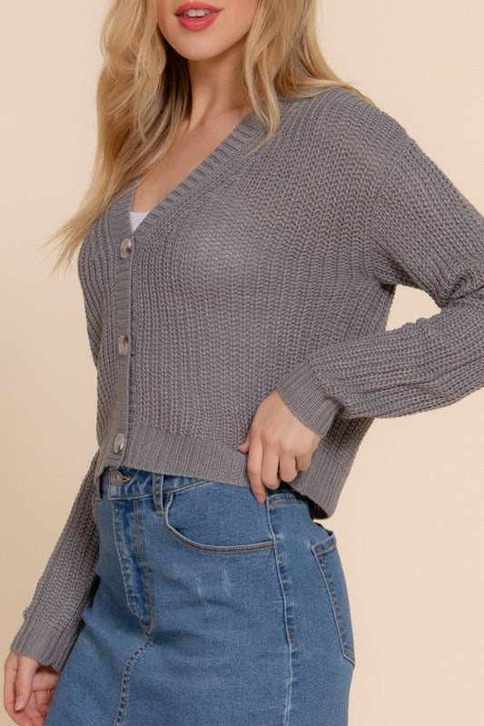 V-Neck Button Cardigan