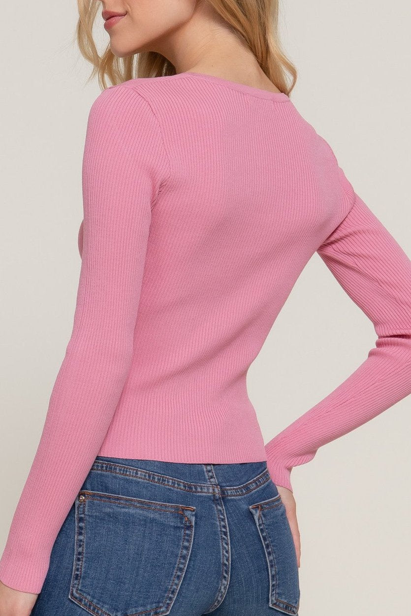 Henley Snap Front Sweater