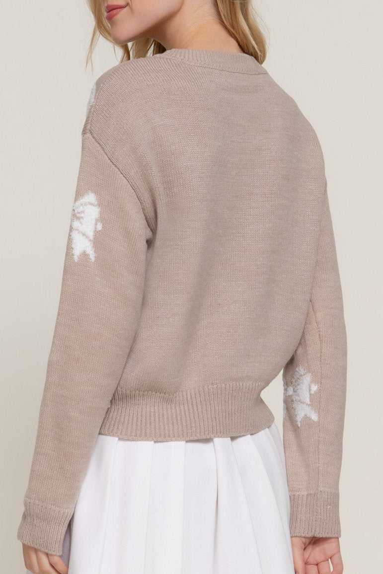 Crew Neck Ribbon Sweater