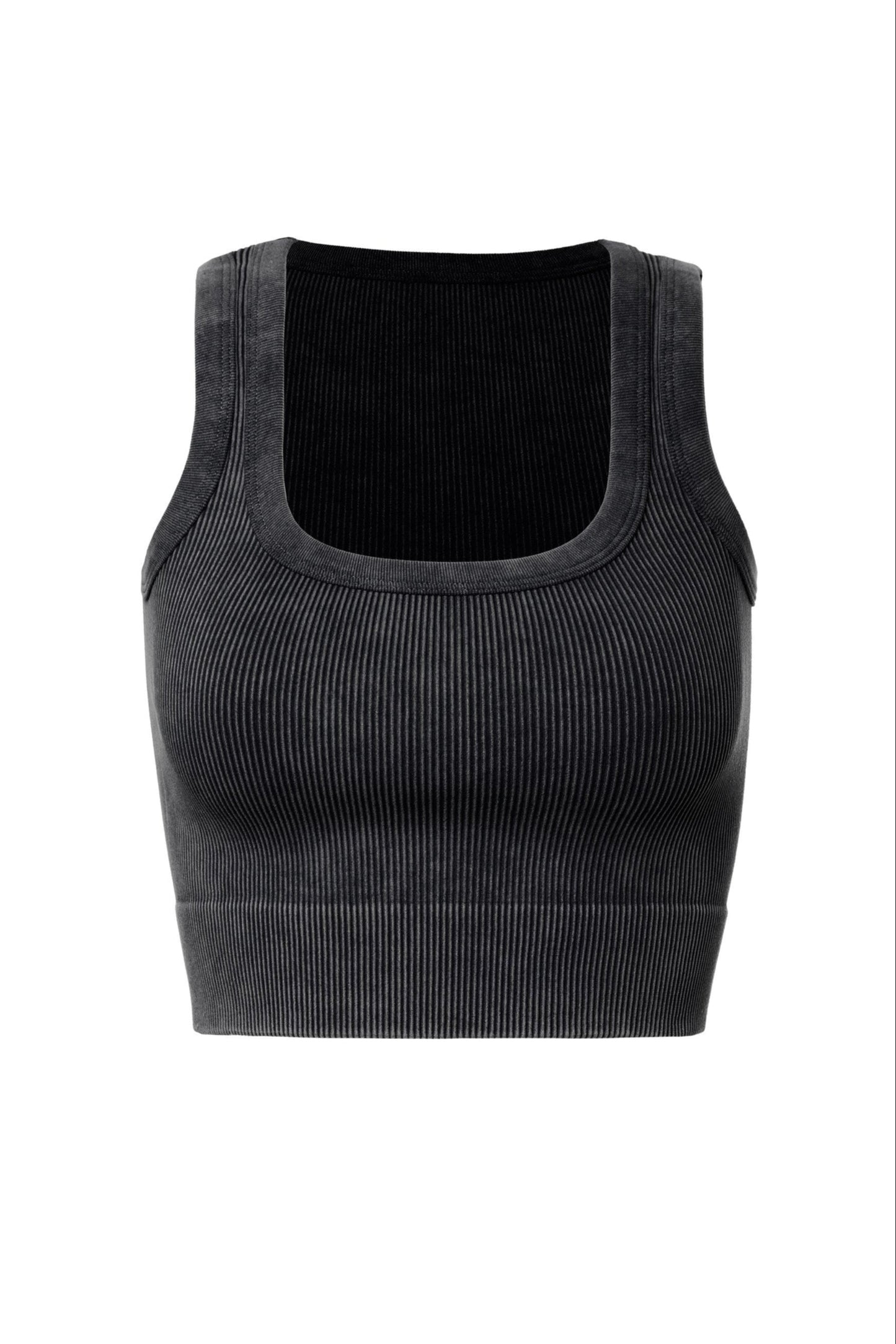 Black crop top on a white background