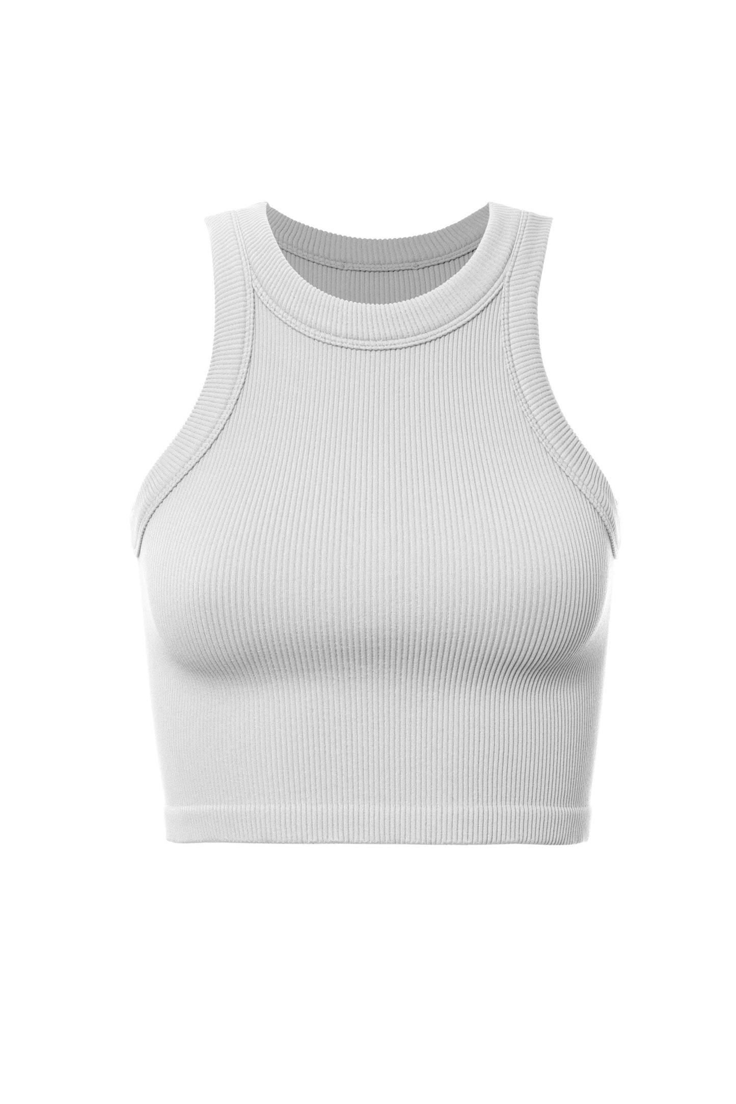 White ribbed tank top on a white background