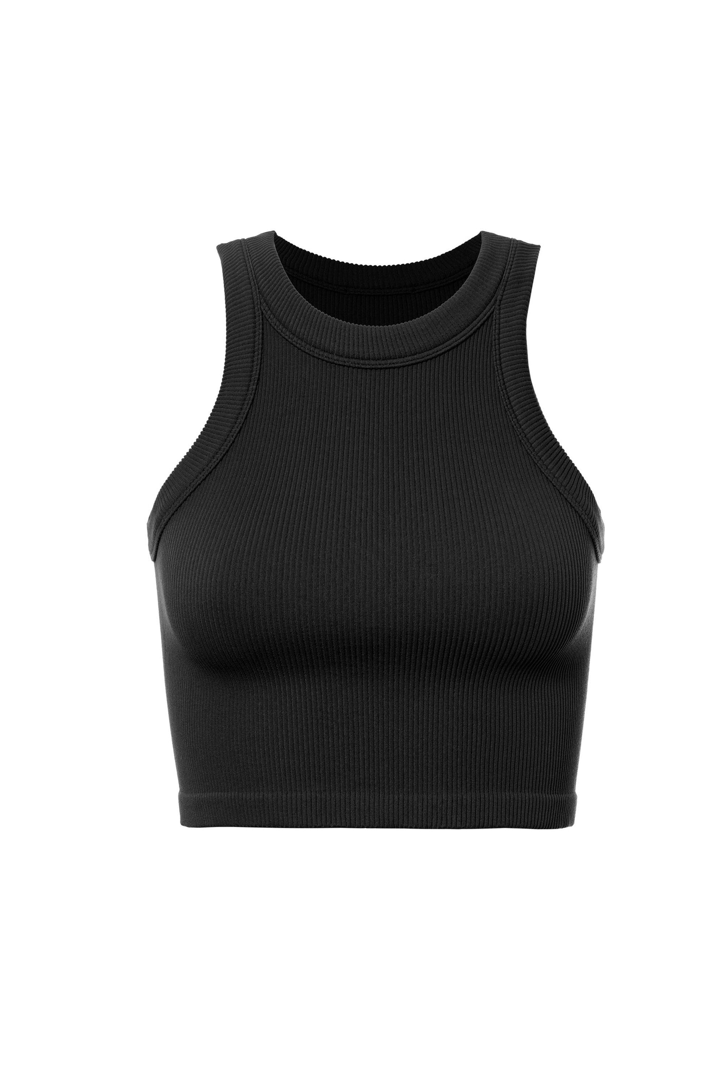 Black crop top on a white background
