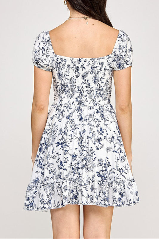 Floral Corset Mini Dress  back view