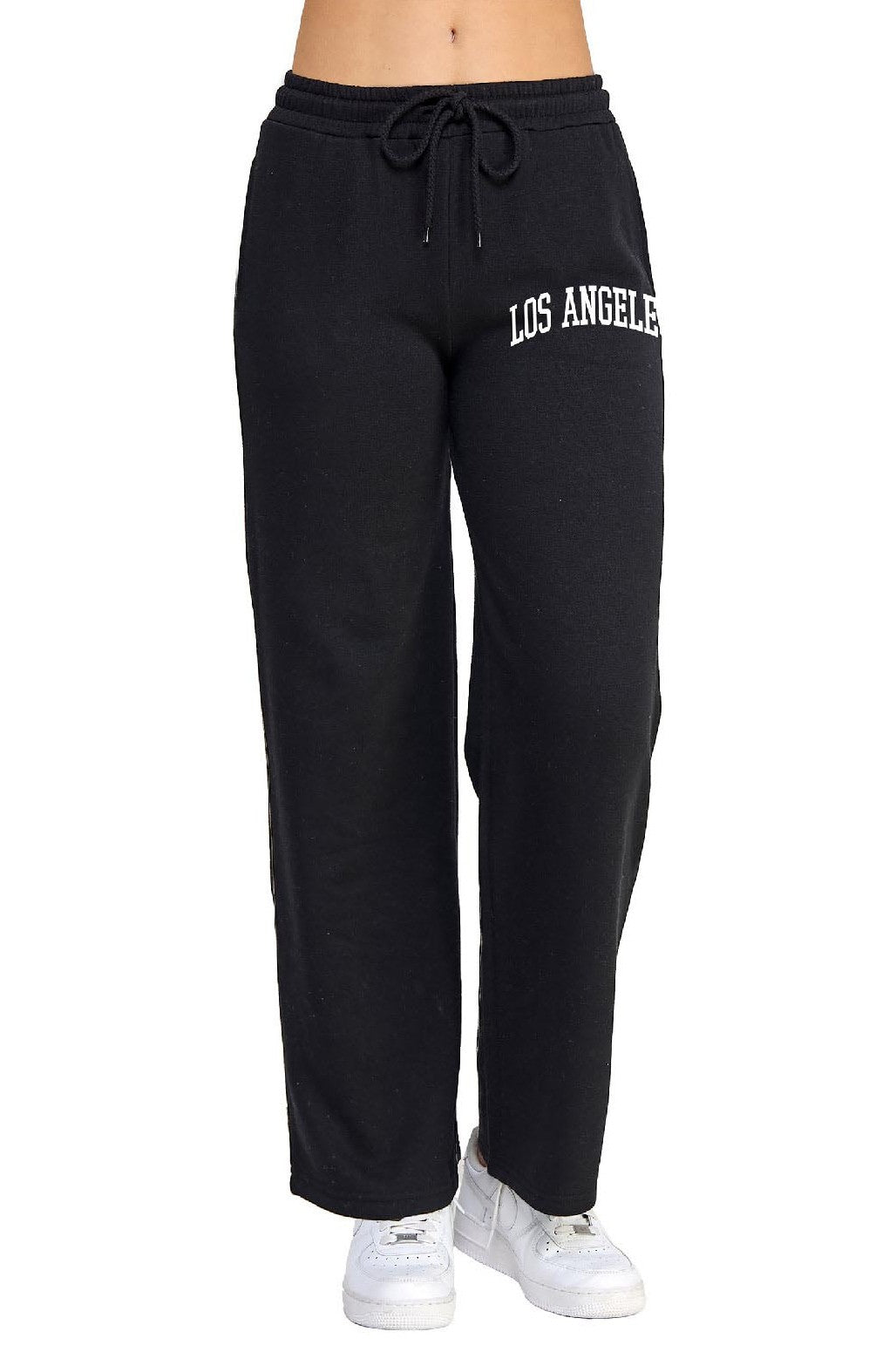 LA print fleece straight leg sweatpant