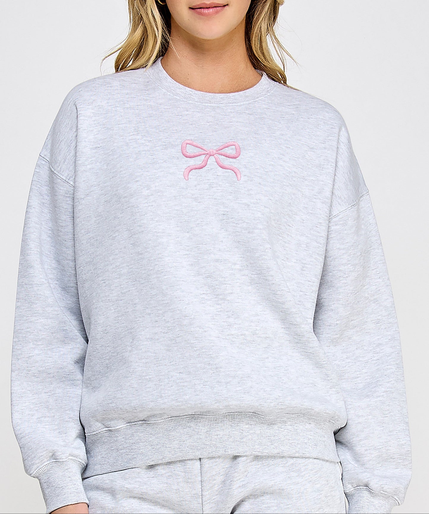 Embroidered Bow Crewneck Fleece