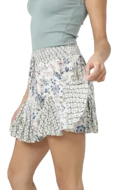 Floral Skort with Smocked Waist | Flowy Summer Skirt Shorts side view