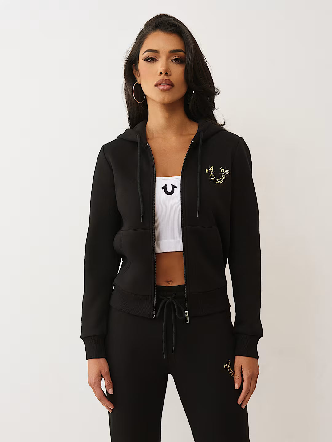 True Religion Crystal Logo Zip Hoodie
