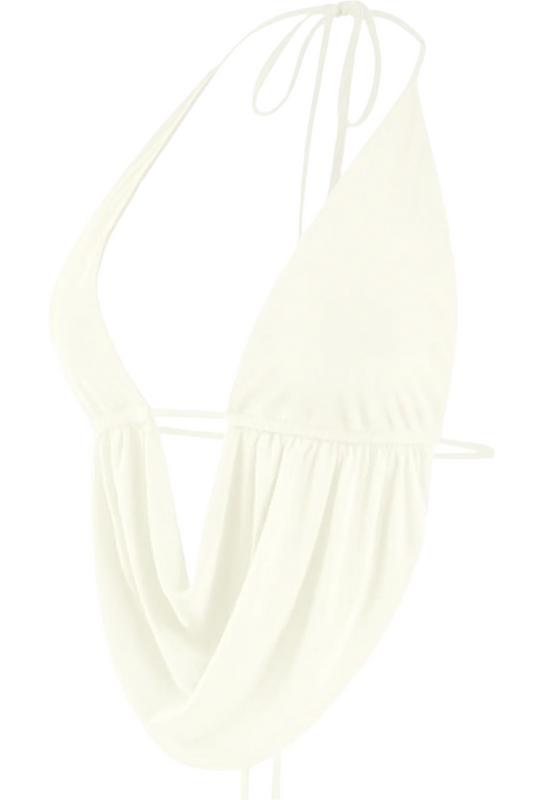White halter neck top on a white background
