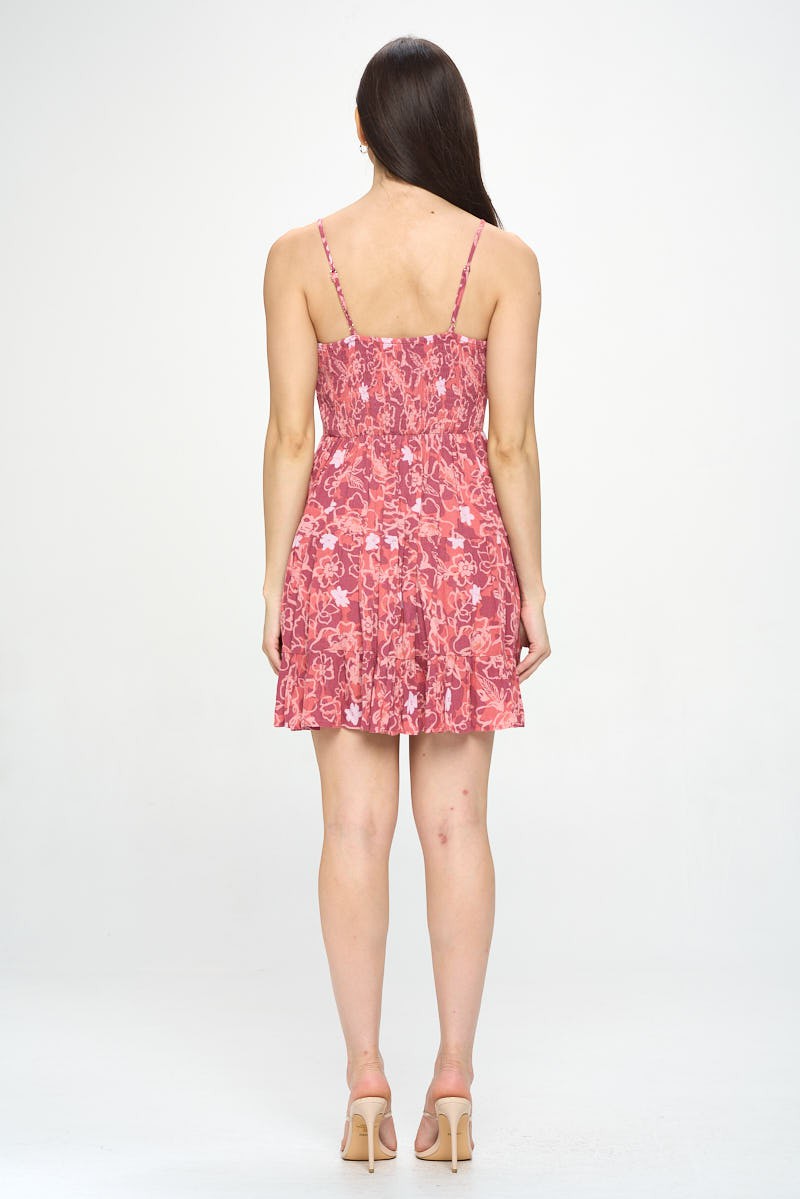 Floral Tie Mini Dress