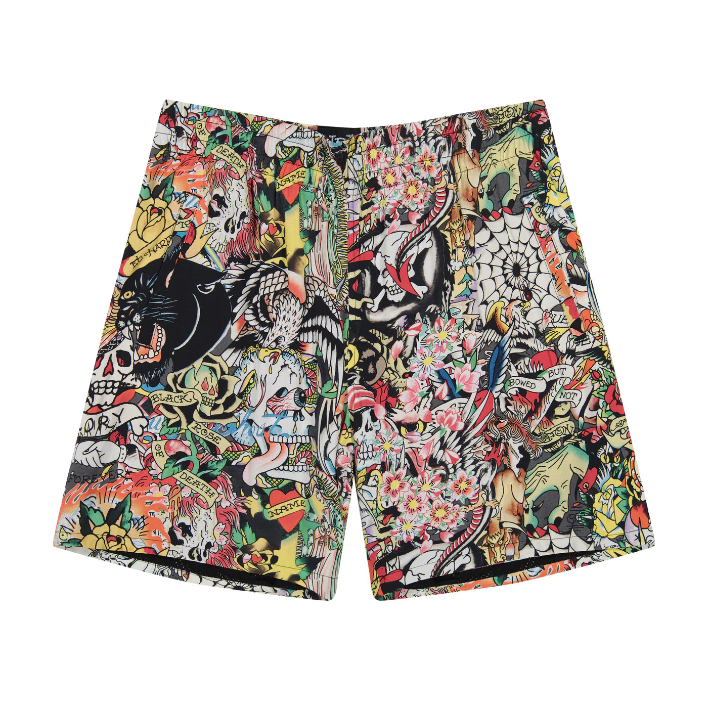 Ed Hardy Tattoo Collage Mesh Shorts front view