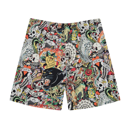 Ed Hardy Tattoo Collage Mesh Shorts back view