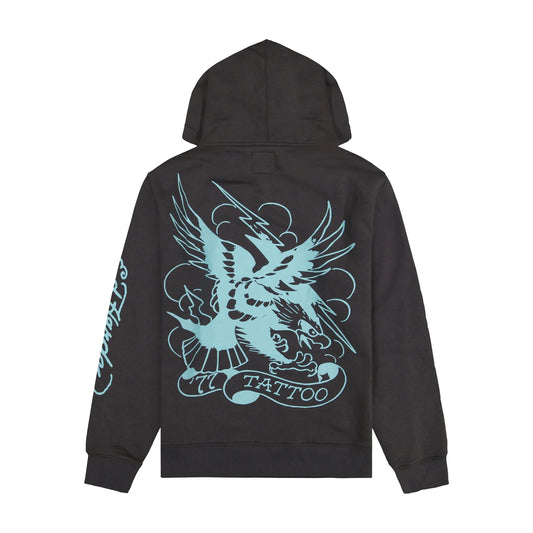 Ed Hardy 77 Eagle Fleece Hoodie back view