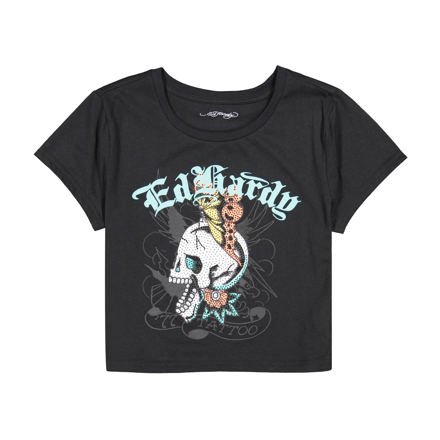 Ed Hardy Skull Butterfly Baby Tee front view