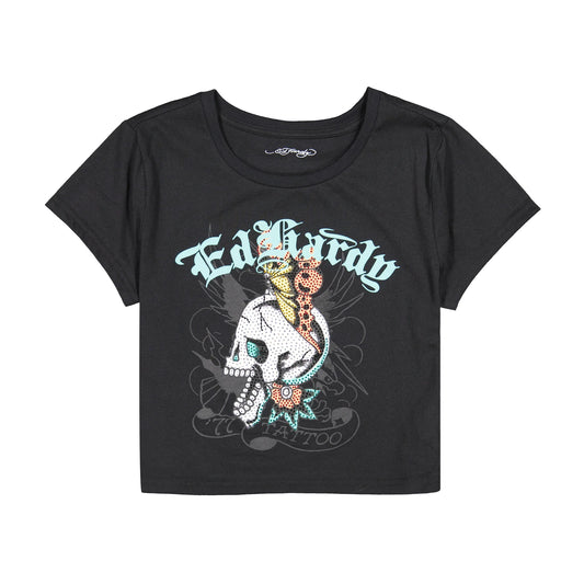 Ed Hardy Skull Butterfly Baby Tee front view