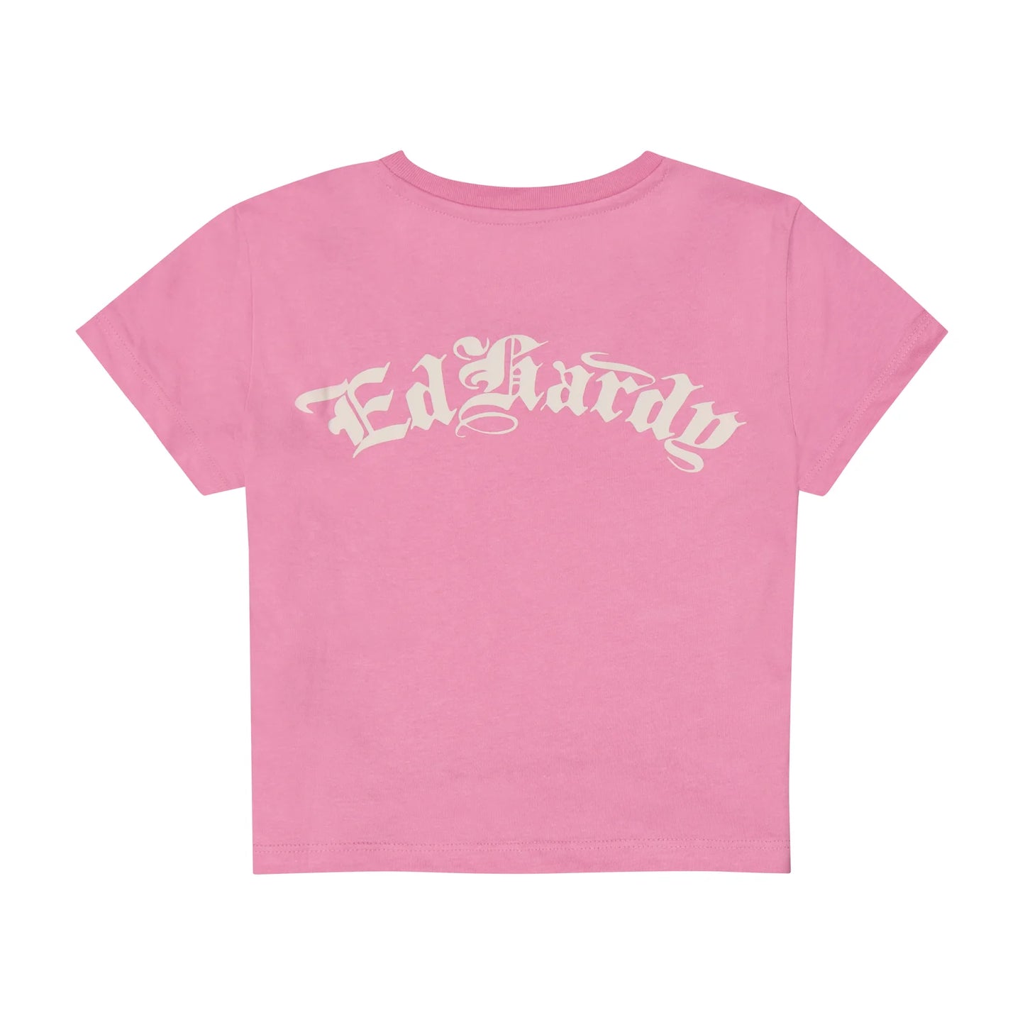 Pink t-shirt with 'Ed Hardy' logo on a white background