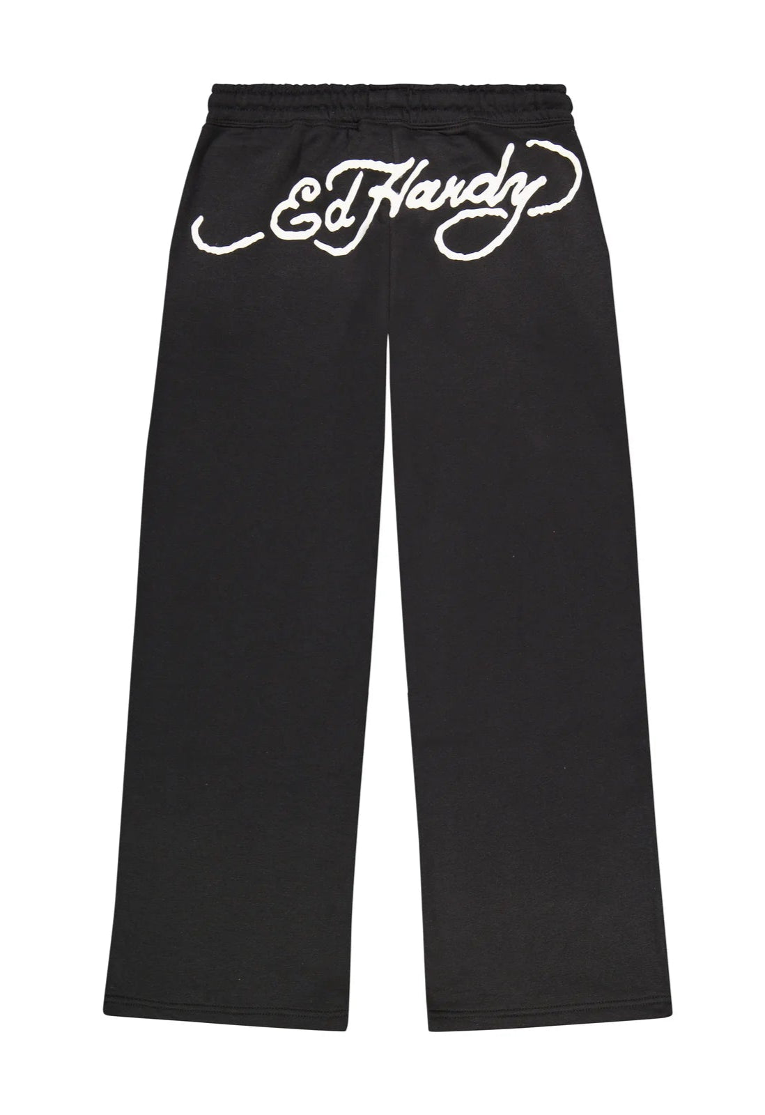 Black pants with white 'Ed Hardy' logo on a white background