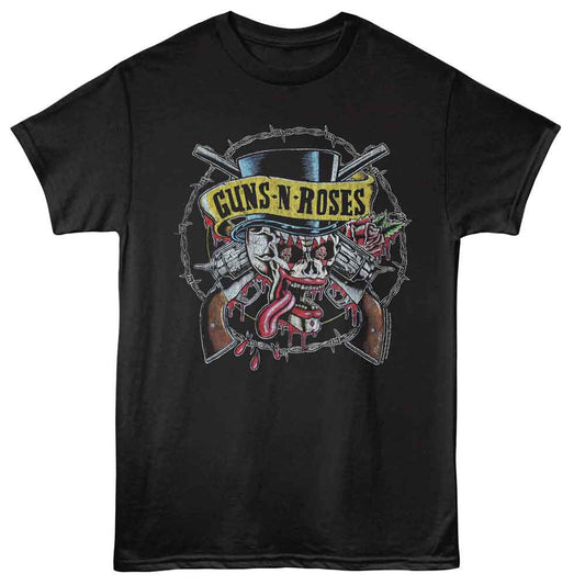 Gun N Roses Clown Skull and Pistols Tee front view