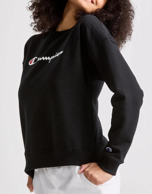 Women's Script Logo Powerblend Crewneck side view