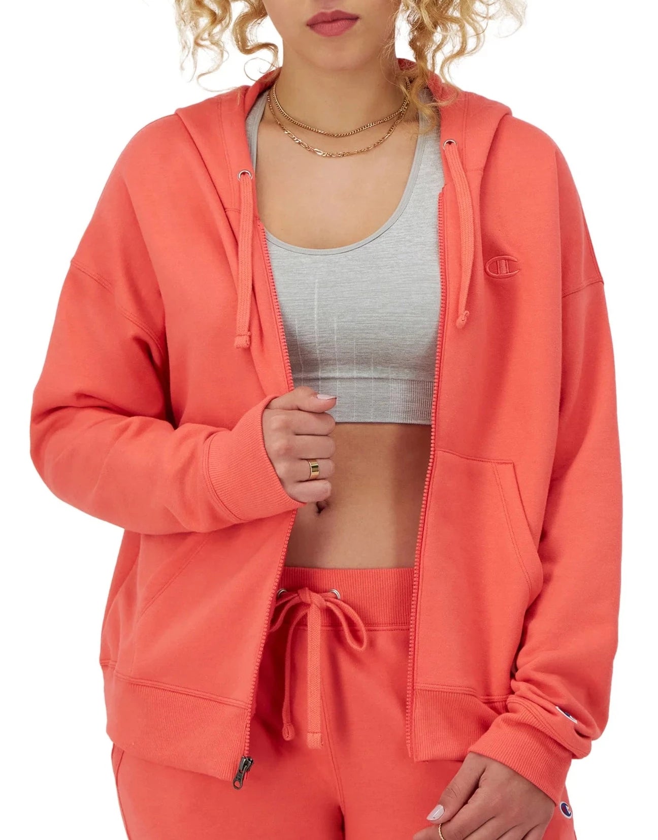 Women's C Logo Powerblend Zip-Up Hoodie front view