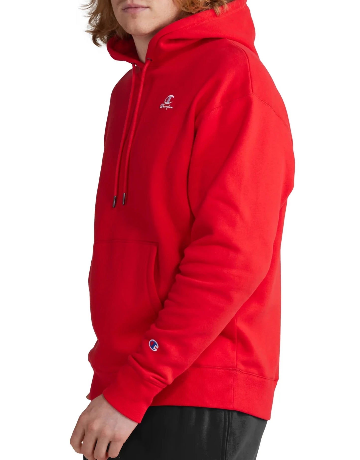 Men's Embroidered C Script Logo Classic Fleece Hoodie side view