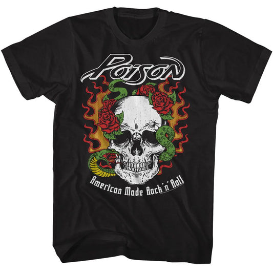 Poison Flame Skull With Snake Tee front view