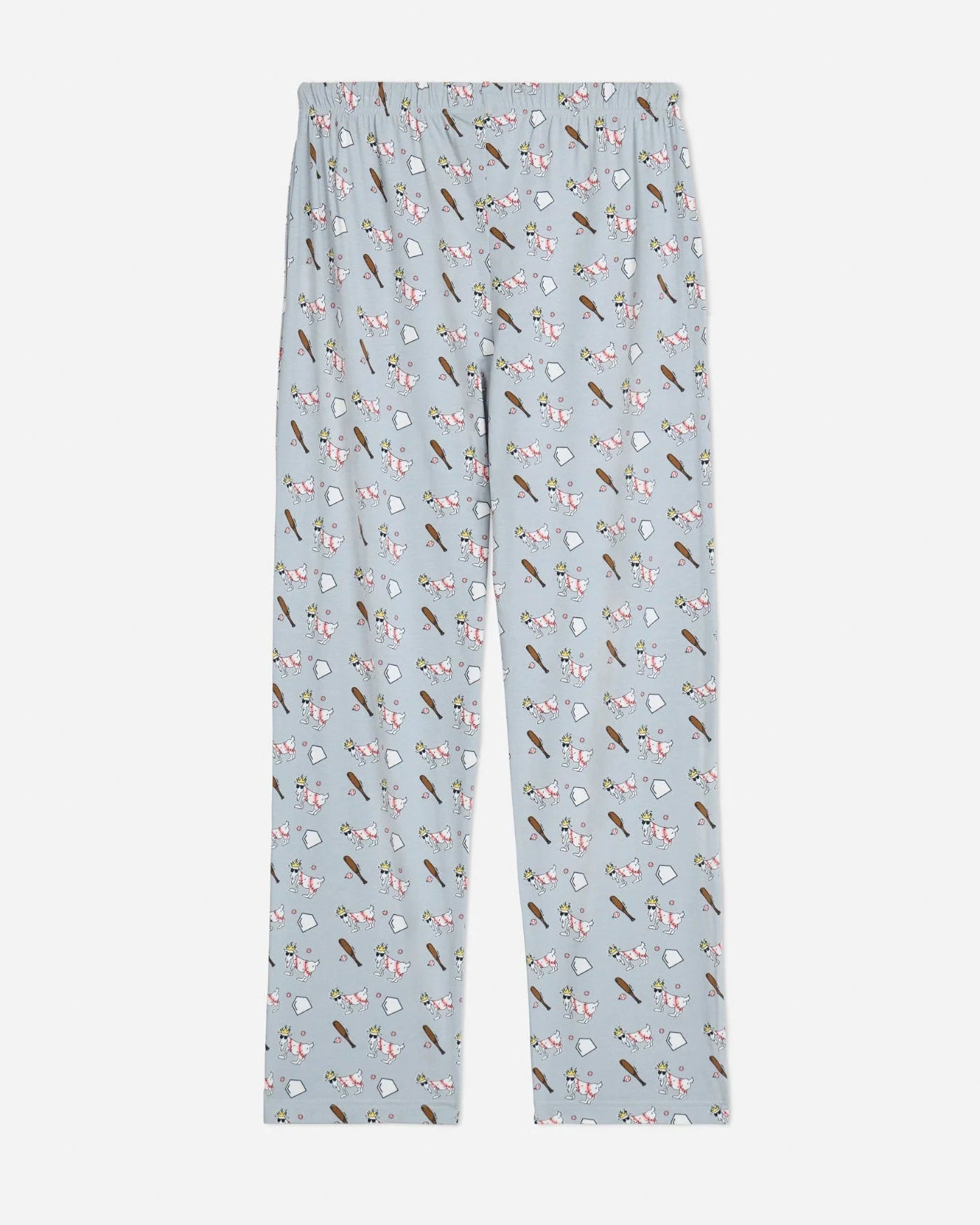 Light blue pajama pants with a subtle pattern on a white background