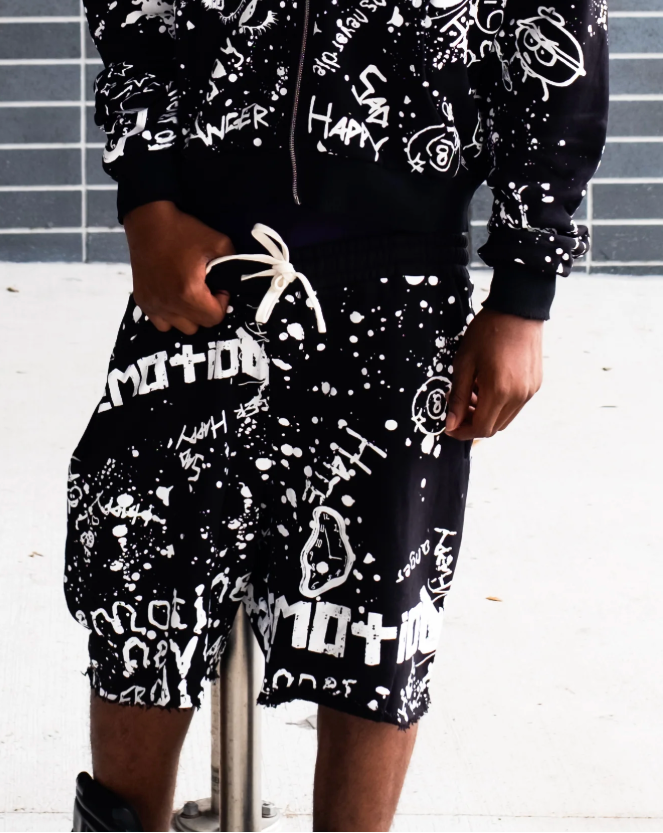 Mixed Emotion Black “Graffiti” Shorts – epicstores