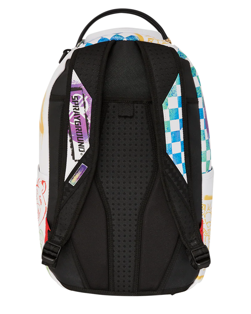 Backpack with colorful design on a white background